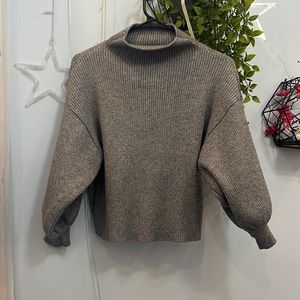 Grey crop top turtleneck sweater